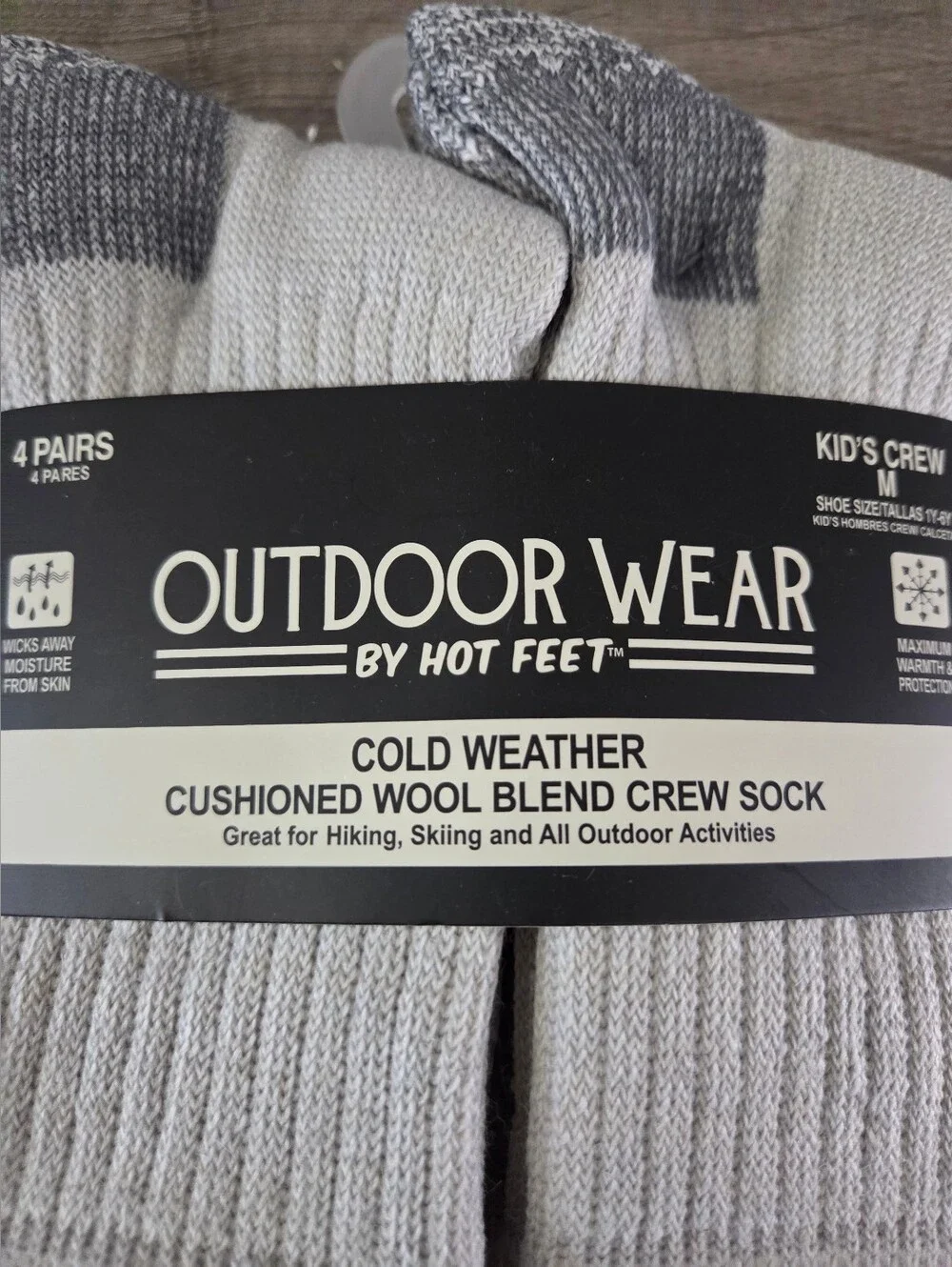 Kids' Cushioned Wool Blend Crew Socks Size M NWT